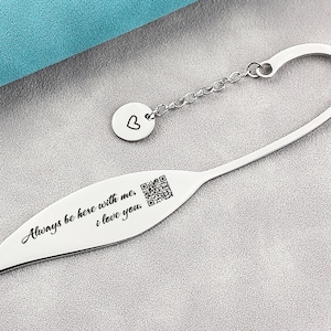 Personalized QR Code Sound Wave Bookmark, Voice Soundwave with QR Code Booakmark, Keepsake Voicemail Bookmark, Engraved Gift for Family