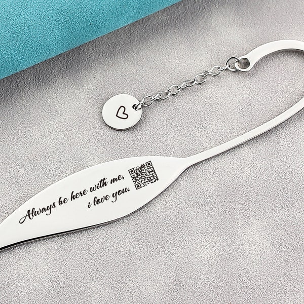 Personalized QR Code Sound Wave Bookmark, Voice Soundwave with QR Code Booakmark, Keepsake Voicemail Bookmark, Engraved Gift for Family