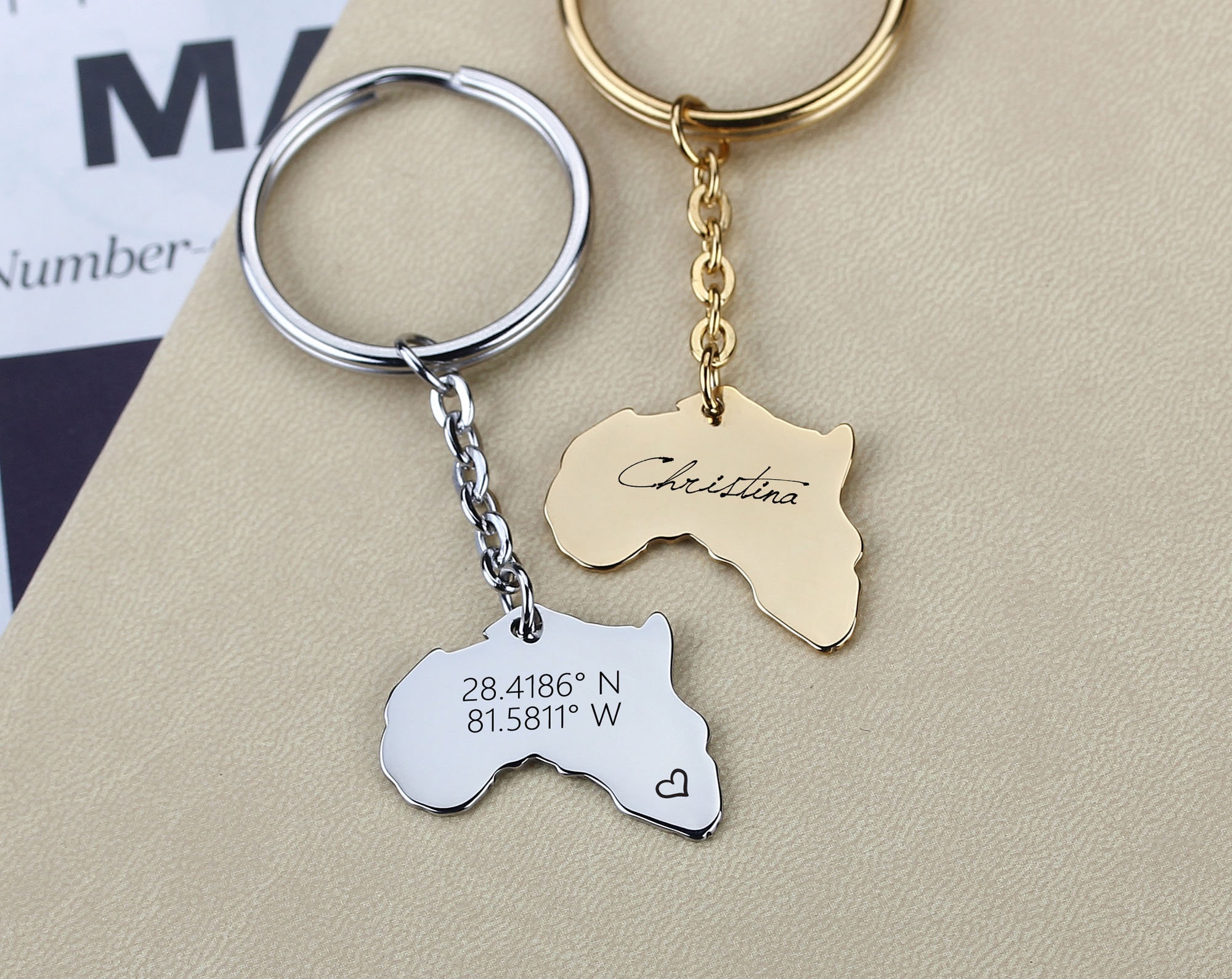 Engraved Africa Keychain Africa Shape Keychain Personalized Etsy