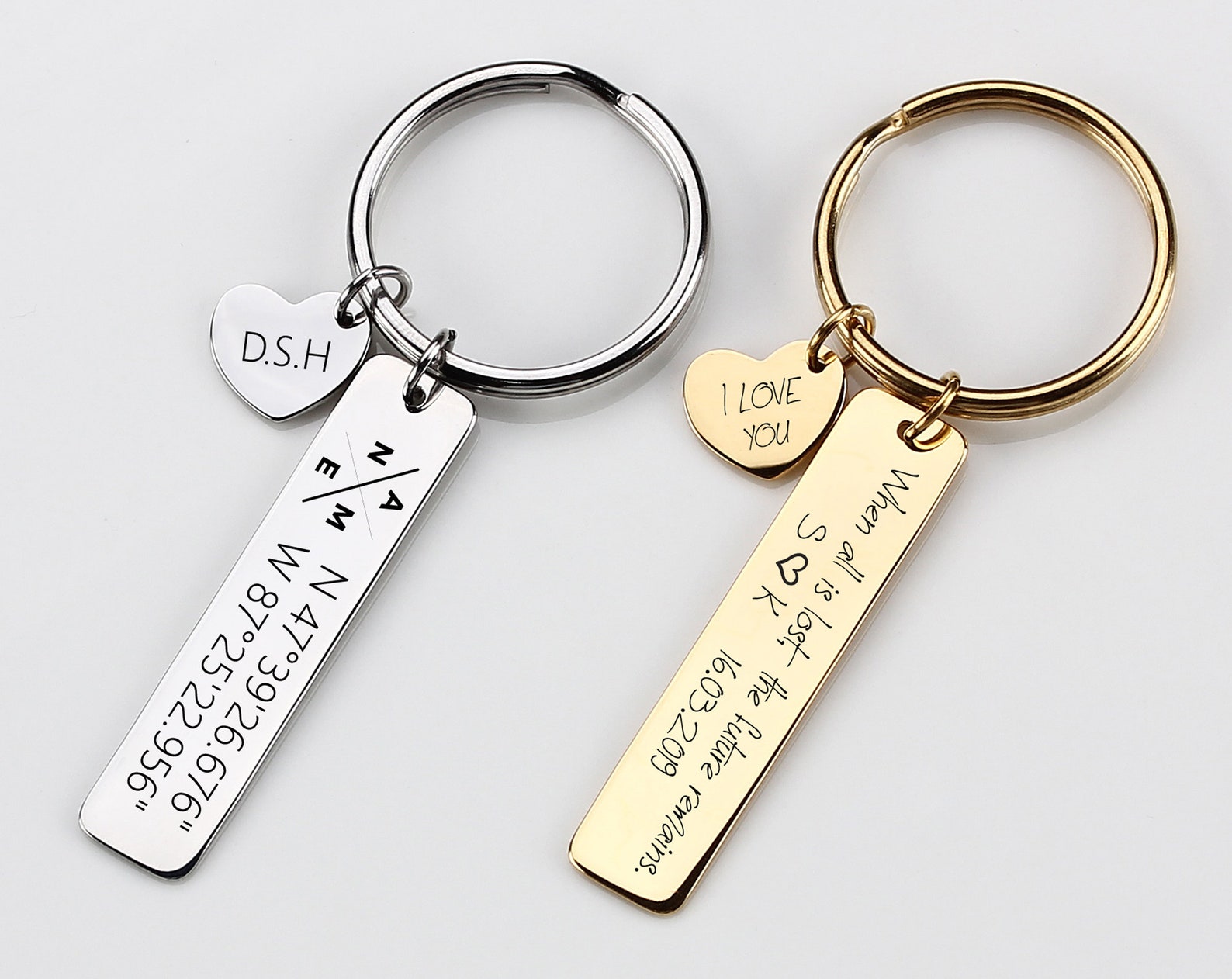 Custom Keychain, Engraved Keychain, Personalized Keychain, Wedding Gift ...