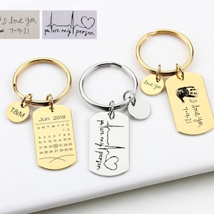 Porte-clés calendrier personnalisé, Porte-clés écriture manuscrite personnalisé, Porte-clés "Retenez cette date", Cadeau d'anniversaire, Cadeau de la Saint-Valentin