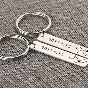 Porte-clés relation longue distance - porte-clés État - porte-clés barre de texte personnalisé - porte-clés pour homme - cadeau petit ami, cadeau Girlfried