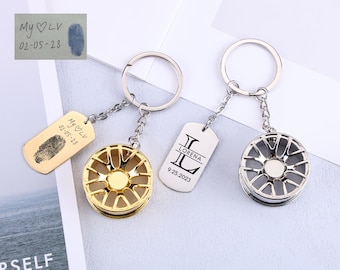 Personalized Wheel Car Keyring, CustomHandwriting Wheel Rim Keychain, Auto Car Keyring Key Chain, Birthday Gift, Keychains Car Accessories