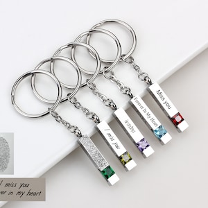 Urn Keychain for Human Ashes, Custom Handwriting Fingerprint Urn  Ashes Bar Keyring, Cremation Birthston Key Chain, Memorial Jewelry