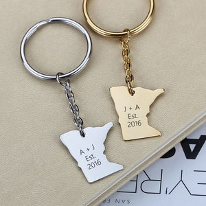 Minnesota Keychain State Charm, Minnesota graduation, Long Distance Boyfriend Gift, Girlfriend Gift, Going Away Gift Best Friends Gift