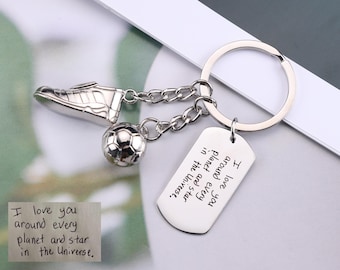 Personalized Soccer Shoes keychain, Handwriting Football Keyring for Boys Men Women Girls, Gift For Soccer Lovers, Sport Gift, Gift for Him