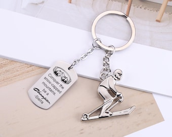 Personalized Skier Keychain, Custom Skier Lover Gifts, Sports Keychain,Sports Lover Gift, Anniversary Gift, Weeding Gift,Christmas Gift