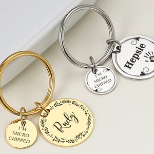 Microchipped Custom Dog Collar Charm, Dog Tag, Cat Collar Charm, Gift for Dog Lover, Gift for Cat Lover, Chipped Dog, Cat Tag, Puppy tag