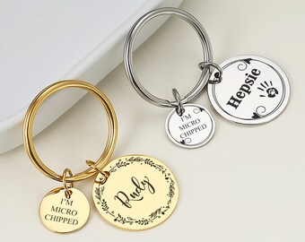 Microchiped Benutzerdefinierte Hundehalsband Charme, Hundemarke, Katzenhalsband Charme, Geschenk für Hundeliebhaber, Geschenk für Katzenliebhaber, gechippter Hund, Katzenmarke, Welpenanhänger