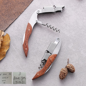 Personalized Wine Opener, Engraved Handwriting Wine Opener, Wedding Favor, Groomsmen Gift, Birthday Gift Men, Employee Gifts, Party Gifts