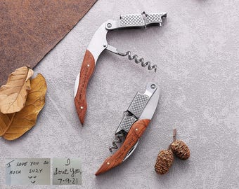 Personalized Wine Opener, Engraved Handwriting Wine Opener, Wedding Favor, Groomsmen Gift, Birthday Gift Men, Employee Gifts, Party Gifts
