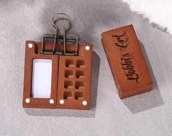 Personalized Portable Sketchbook Palette, 8 Grids Wooden Mini Travel Paint Palette, Pocket Artist Watercolor Palette, Gift for Artists