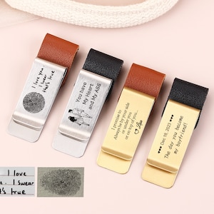Pen clip for Notebooks Custom Actual Handwriting Fingerprint Pen Loop, Pencil Holder, Metal Bookmark, Keepsake, Remembrance, Memorial Gift