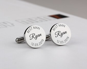 Set Regalo Gemelli E Fermacravatta Personalizzati In Metallo – Con Scatola In Legno Incisa, Per Papà, Testimone Di Nozze, Uomo