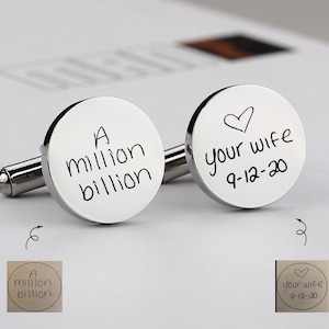 Personalized Wedding Cufflinks With handwriting, Cuff Links for Dad, Best Man Cufflink for Groom, cufflink for wedding father of the bride