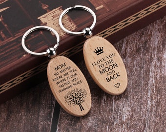 Engraved Keychain, Custom Keychain, Picture Keychain, Wood Keychain, Wood Gift, Wooden Keyring Engraved With Photo or Any Text