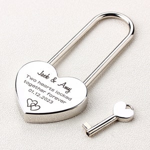 Personalised  Love Padlock, Two Hearts Locked Together Forever, Heart Lock, Custom Lock Gift, Wedding Gfits, Anniversary gift for Boyfriend