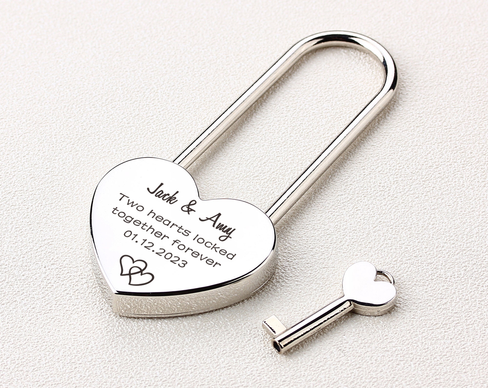 Personalised  Love Padlock, Two Hearts Locked Together Forever, Heart Lock, Custom Lock Gift, Wedding Gfits, Anniversary gift for Boyfriend