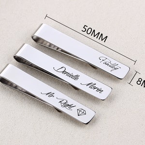 Custom Tie Clips, Personalized Handwriting Tie Clips, Wood box for tie bar, Groom or Groomsmen Gifts, Christmas gift, jewelry wooden box image 7