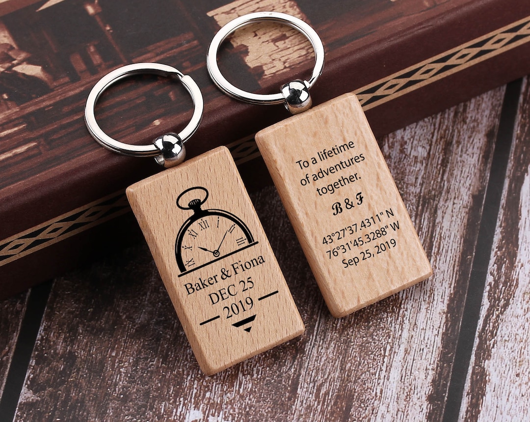 Personalized Wood Keychain, Engraved Keychain, Engraved Picture Keyring ...