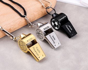 Personalized Whistle with Lanyard, Custom Name Whistle Gift, Engrave Whistle with Logo,Appreciation Gift for Referee,Teacher, School Sports