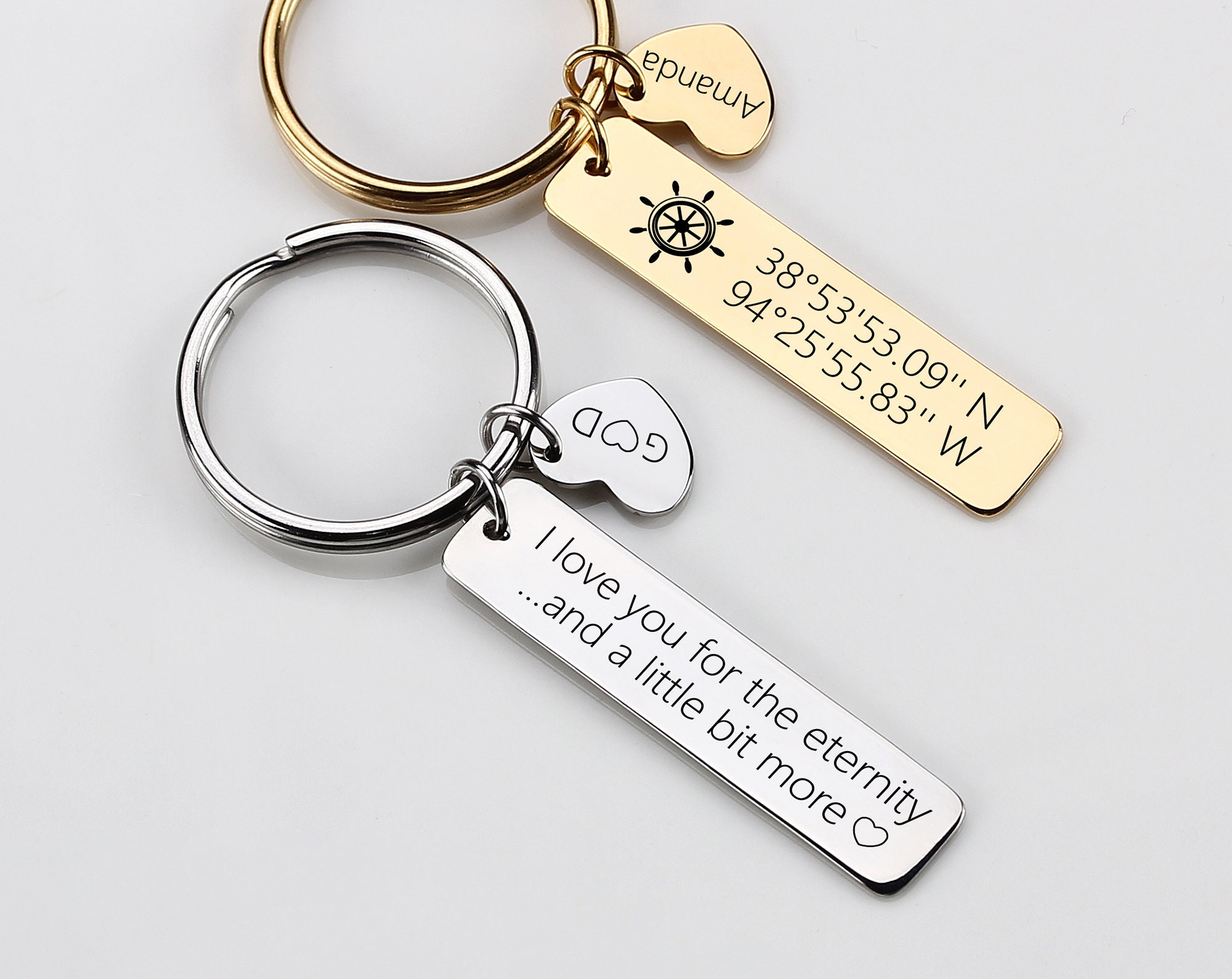 Engraved Keychain,custom Keychain, Coordinate Keychains