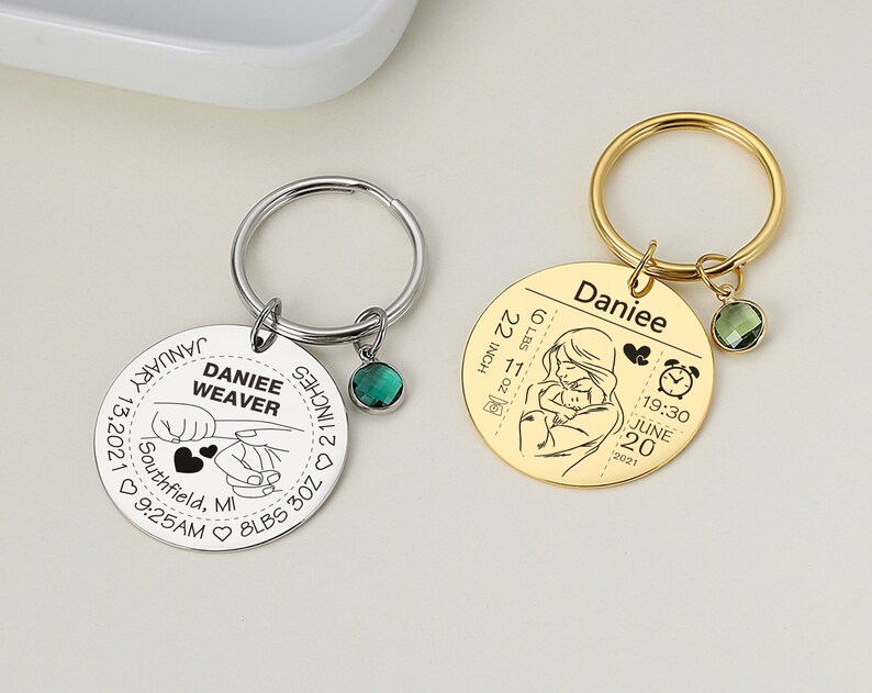 Personalized Newborn Baby Key Chain Baby Stats Key Chain New Etsy