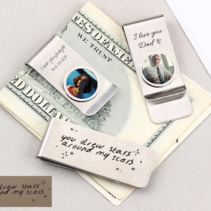 Personalisierte Foto Geldklammer mit echter Handschrift, benutzerdefinierte Bild Kreditkartenclips, bestes Papa Vatertagsgeschenk, Weihnachtsgeschenk