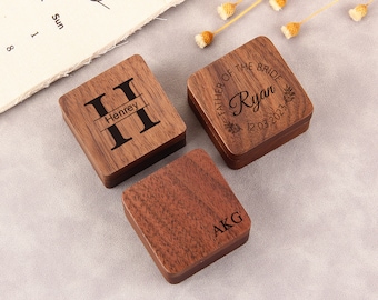 Boîte personnalisée de boutons de manchette, boîte de boutons de manchette en bois gravés, cadeau d'anniversaire pour mari, cadeau de Noël, cadeau de mariage, boutons de manchette pour homme