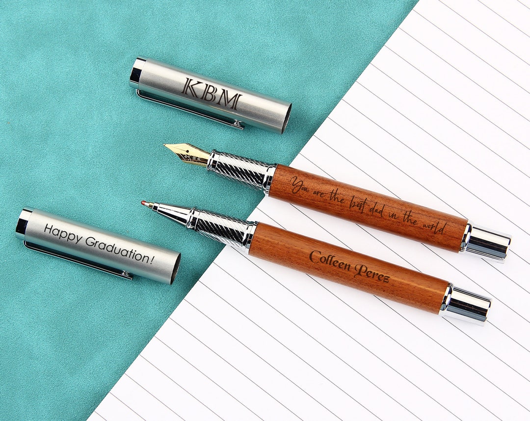 Personalised Metallic Cork Gel Pen, Custom Rosewood Rollerball Pen ...