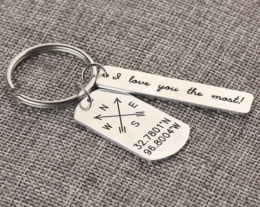 Compass Keychain Latitude Longitude 