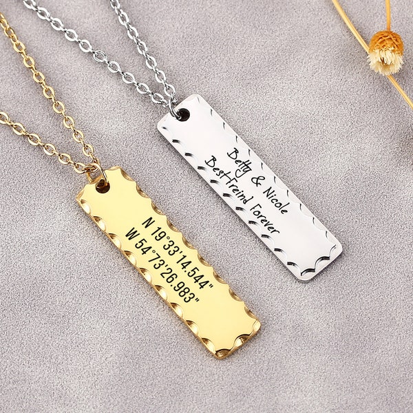 Personalized Coordinate Necklace, Initial Name Necklaces Unique Holiday Gift for Her, Engraved Best Friend Necklace, Gift For Her, Mom Gift