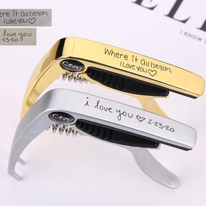 Personalized Guitar Capo, Engraved Handwritng Guitar Capo, Custom Guitar Player Gift, Musician Guitarist Gift Ideas, Fathers Day Gift