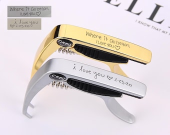Personalized Guitar Capo, Engraved Handwritng Guitar Capo, Custom Guitar Player Gift, Musician Guitarist Gift Ideas, Fathers Day Gift