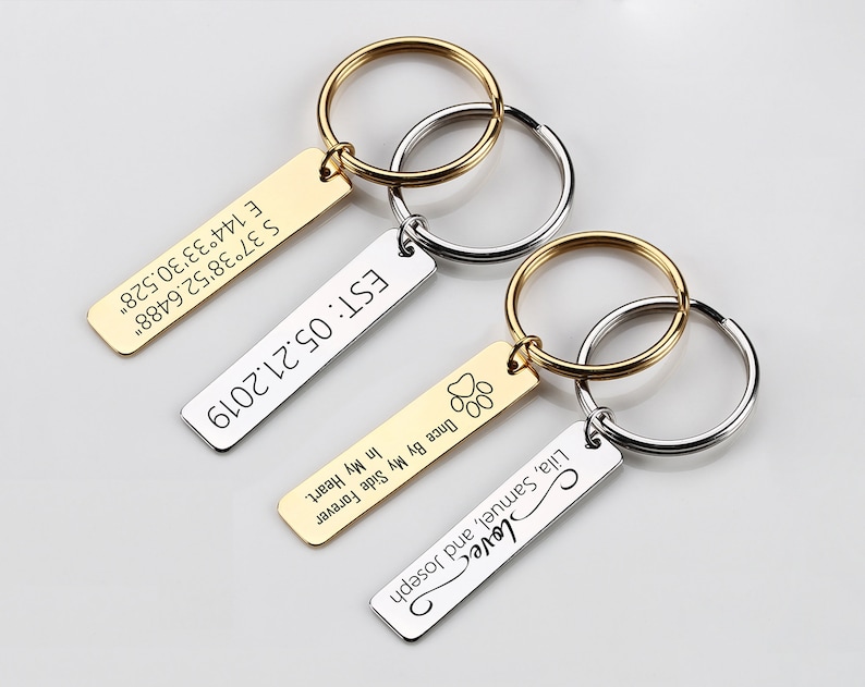 Personalized Coordinates Keychain Personalized Keyring Gift Etsy