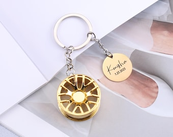 Personalized Wheel Car Keyring, Custom Name Wheel Rim Keychain, Auto Car Keyring Key Chain, Birthday Gift, Keychains Car Accessories