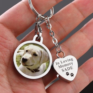 Custom Urn Keychain, Cremation Keychain for Ashes, Ashes Keyring with Pet Picture, Memorial Pet Loss Keepsake Gift, Memorial Keychain