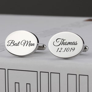 Anniversary Gift Cufflinks, Custom Initial and Date Cufflinks, Anniversary Gift for Husband, Wedding Gift for Groom, Best Man Cufflinks