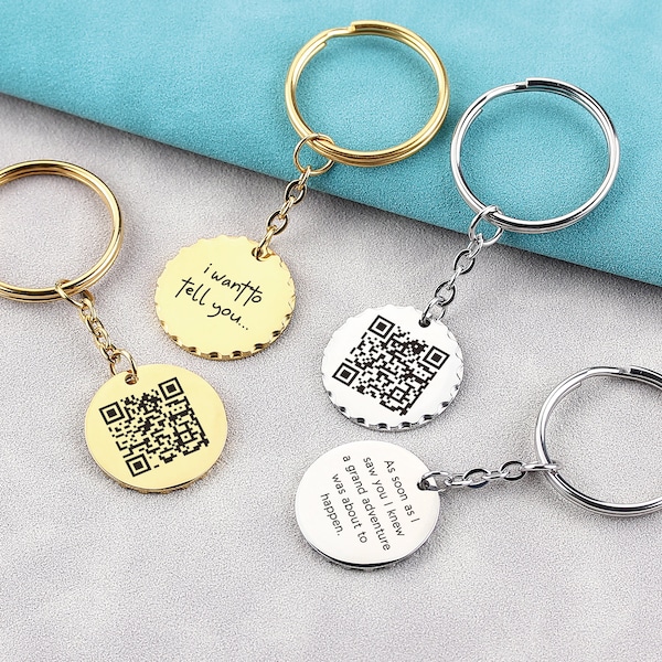 Personalized QR Code Keychain, Soundwave Keychain QR Code, Voice Recording Keychain, Your Voice Keychain, Gift for Him, Father's Day Gift