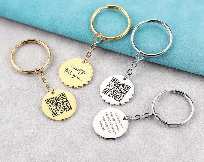 Personalized QR Code Keychain, Soundwave Keychain QR Code, Voice Recording Keychain, Your Voice Keychain, Gift for Him, Father's Day Gift
