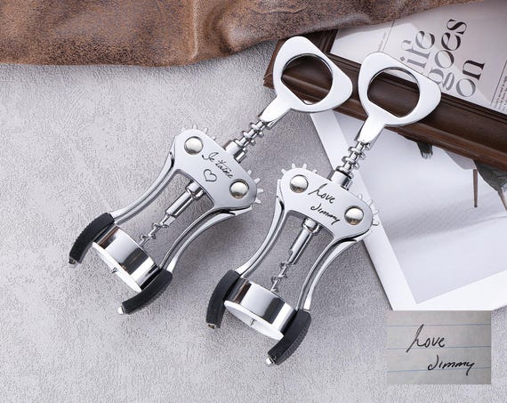 Personalized Wine Opener, Engraved Handwriting Multifunctional  Bottle Opener, Fathers Day Gift , Wedding Groomsmen Gift, Anniversary Gift