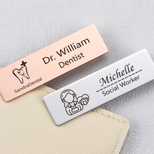 Custom Name Tags with Pin, Personalized Your Business Logo Badge, Custom Company Branded Business Staff Identification Badge for Employee