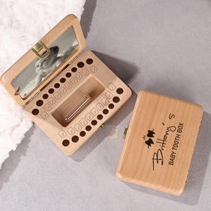 Caja de dientes personalizada para niños y niñas, caja de madera con foto personalizada, almacenamiento de dientes perdidos para niños, caja de recuerdo de dientes caídos
