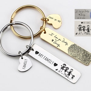 Your Handwritten Keychain, Your Design, Fingerprint Keychain, Personalized Handwriting Key ring, Engraved Rectangle Key Chain image 2
