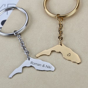 Sleutelhanger aangepaste kaart, sleutelhanger Florida, gepersonaliseerde sleutelhanger staat, gepersonaliseerde kaart Florida, cadeau vriendschap lange afstand, cadeau voor hem