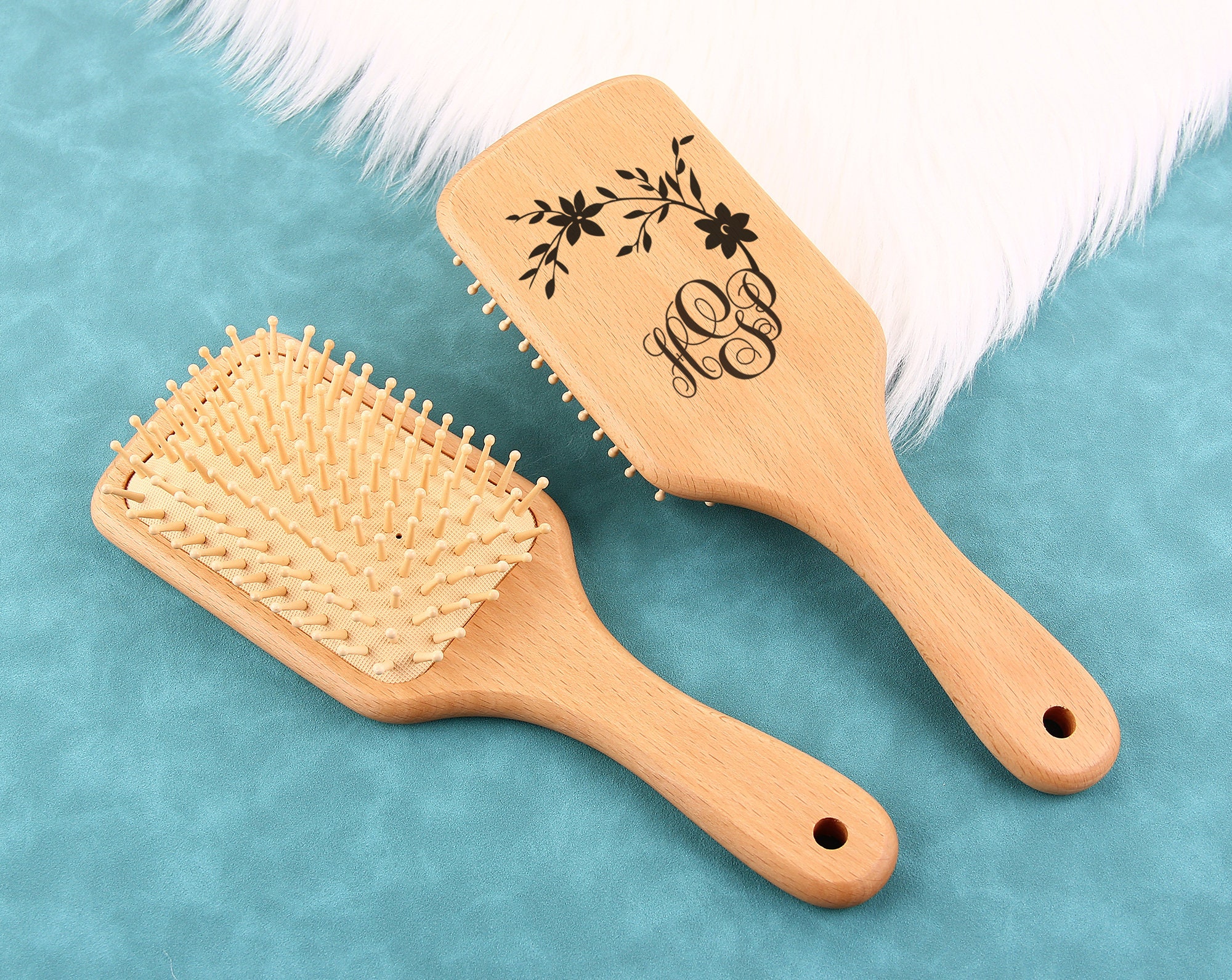 Personalisierte Haarbürste Aus Bambus & Wildschweinborsten – Für Alle Haartypen, Mit Gravierbarem Namen, 25,5 Cm