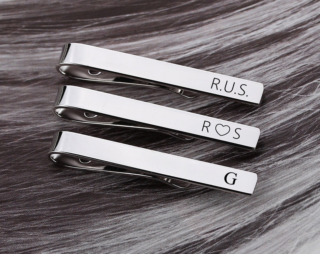 Tie Clips, Personalized Name Tie Clips, Men's Custom Tie Bar, Groomsmen