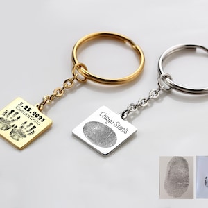 Portachiavi con scritta a mano, portachiavi con impronta digitale personalizzata, portachiavi con firma, regalo personalizzato, portachiavi con scritta a mano, regalo in memoria