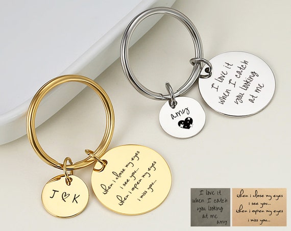 aimeestore Signature Keychain, Actual Handwriting Key Chain, Personalized Fingerprint Keychain, Photo Keychain, Customize Keychain, Chrismast Gift