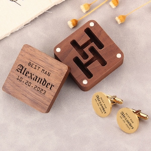 Personalised  Wooden Cuff Links Box, Wedding Birthday Gift, Groomsmen Gift, Mens Cufflinks, Cufflinks For Groomsmen, Cufflinks For Men